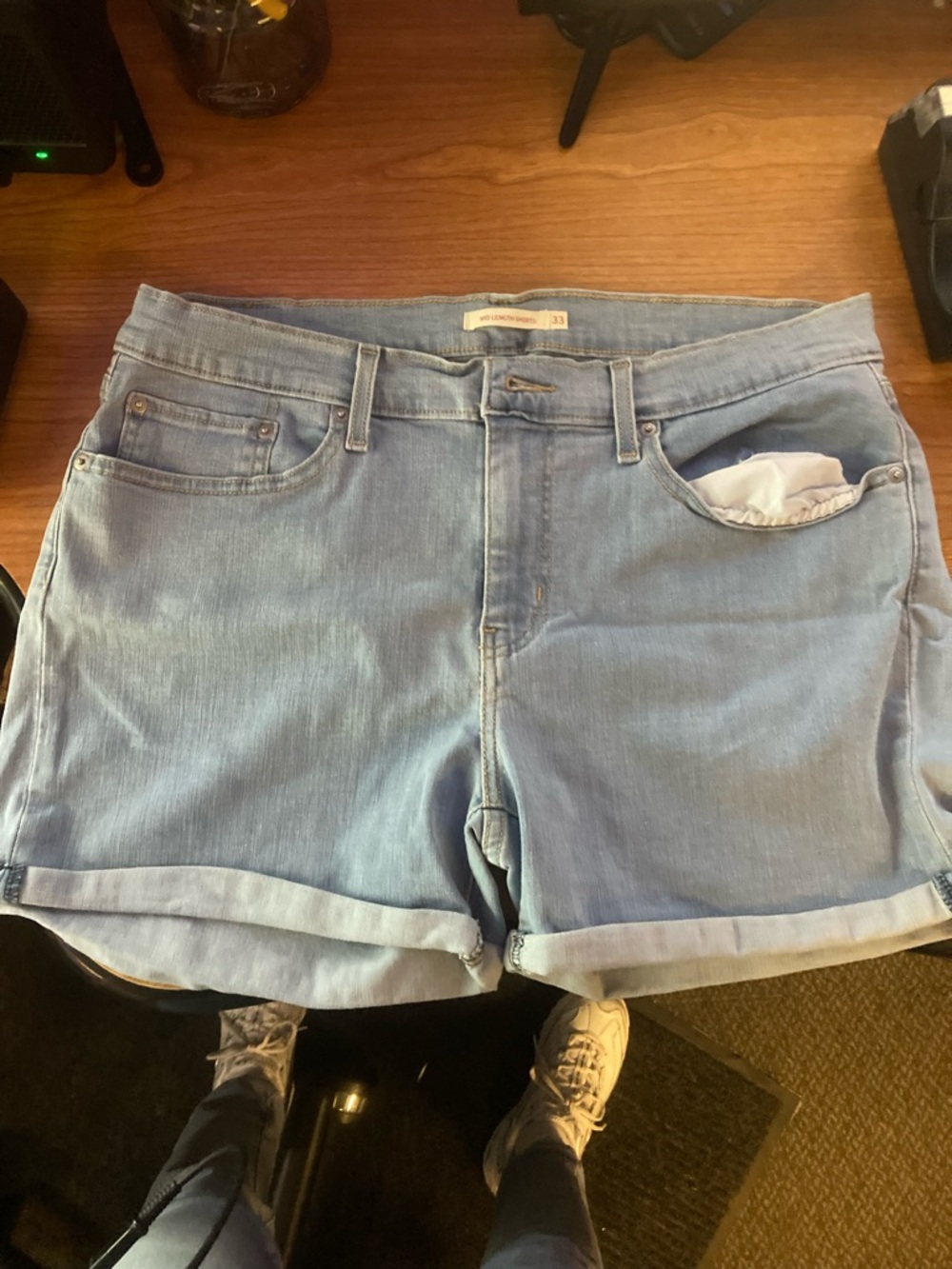 Levi's Light Blue Rolled-Hem Denim Shorts
